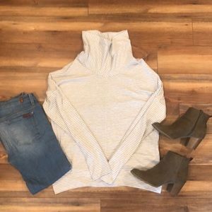 Gray/white Striped Turtleneck